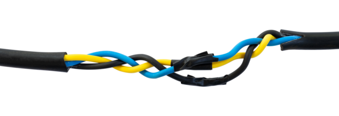 full colour electrical wire with black tape isolated on white background