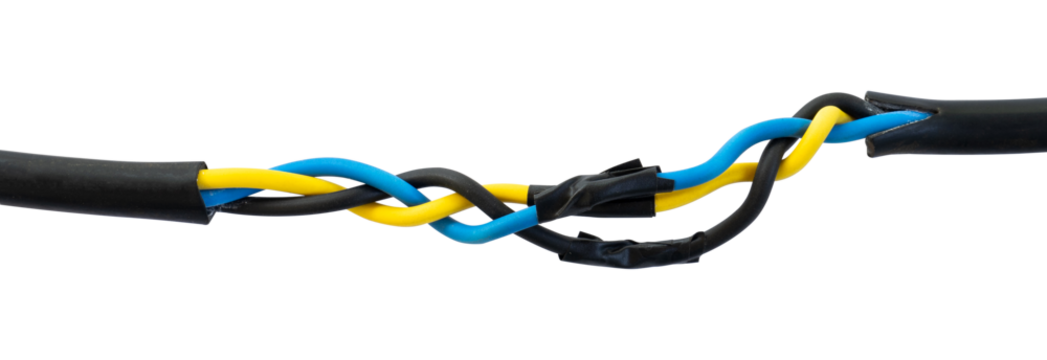 full colour electrical wire with black tape isolated on white background