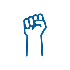 Empowerment & Protest Vector Icon: Raised Fist, Thin Line Illustration for Solidarity, Activism and Social Justice.