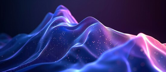 Data Wave in Blue, Illuminating a Dark Background with Subtle Accents of Blue and Purple, Infused with Neon Style.