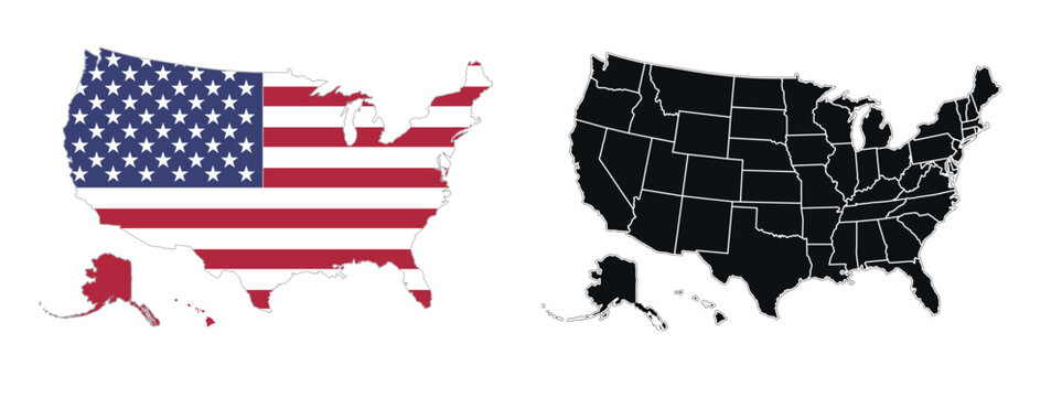 USA Map vector illustration isolated on white background. Editable and clearly labeled layers.
