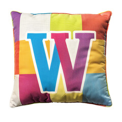 W from colorful pillow, PNG image, no background