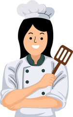 Naklejka premium Smile woman chef mascot logo