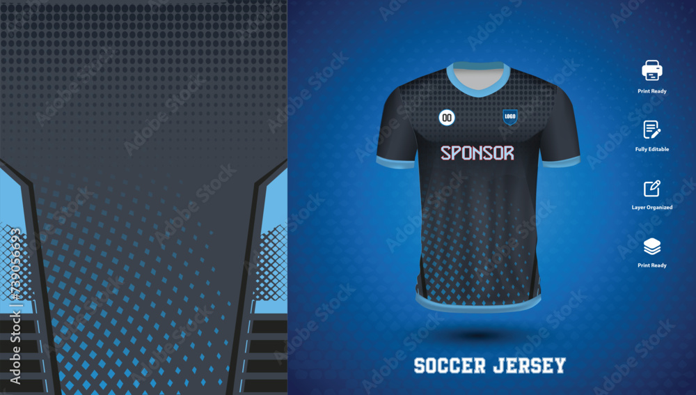 Wall mural vector soccer jersey design for sublimation or sports tshirt design for cricket football - Wall murals