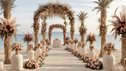 an elegant and luxurious boho wedding ceremony aisle