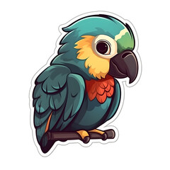Cartoon parrot sticker illustration