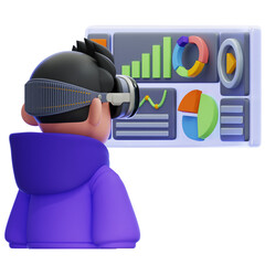 Working in Virtual Reality 3D Illustration