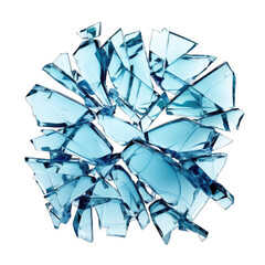 A shattered blue glass piece sits png / transparent