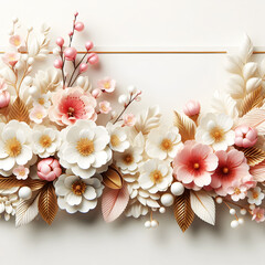 The cherry blossom, or sakura, is the flower  on a white background with copy space