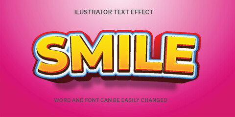 smile text effect, pink, yellow, smile text effect  editable text style