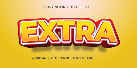 text effect extra, extra text effect  editable text style yellow, orange
