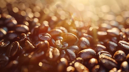 Fotobehang Hot freshly roasted coffee beans background © Varunee