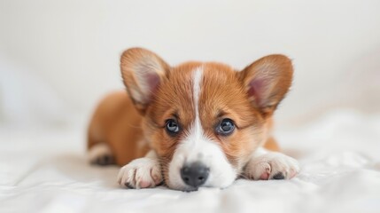 Cute Puppy Corgi Pembroke on a white background