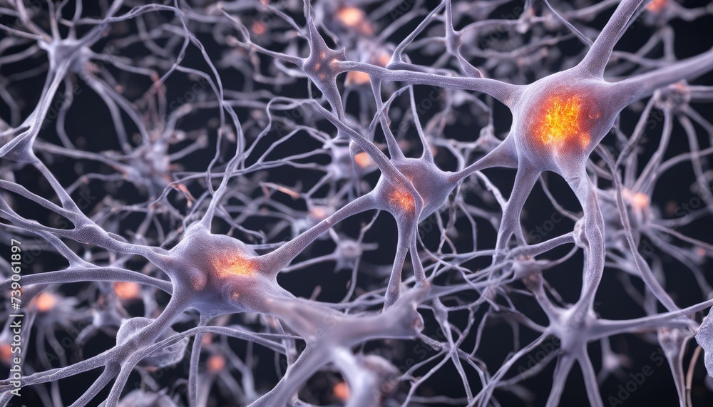 Aufkleber neurons in action - a network of interconnected cells