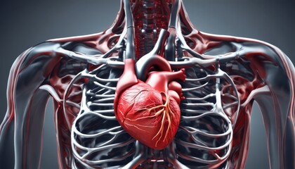 Obraz na płótnie Canvas The Heart of Life - A 3D Rendering of Human Anatomy