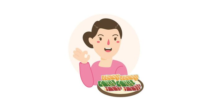 animation woman selling dodol garut
