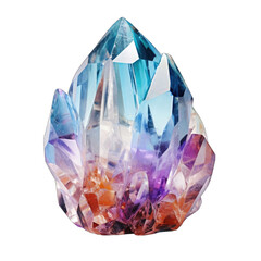 A cluster of colorful crystals, including red, blue, purple, and orange png / transparent