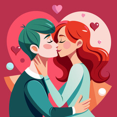 Love Kissing Couple Beautiful Illustration