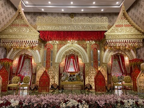 Traditional wedding decoration in West Sumatra, Indonesia