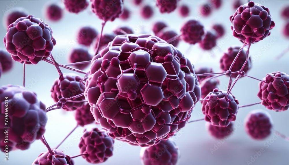 Poster 3d rendering of a cluster of cells with a central cell highlighted
