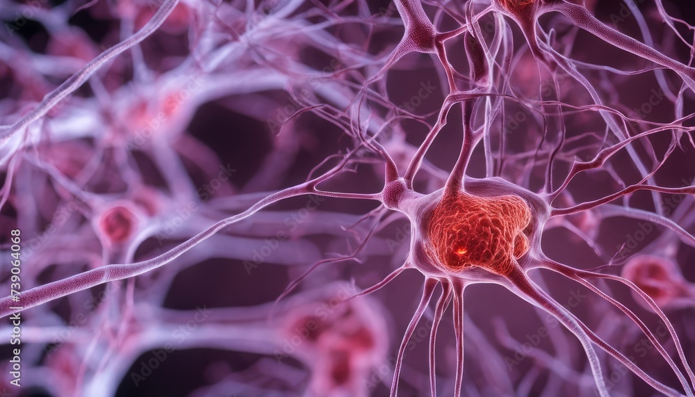 Poster neural network in action - a microscopic view of a neuron and its dendrites
