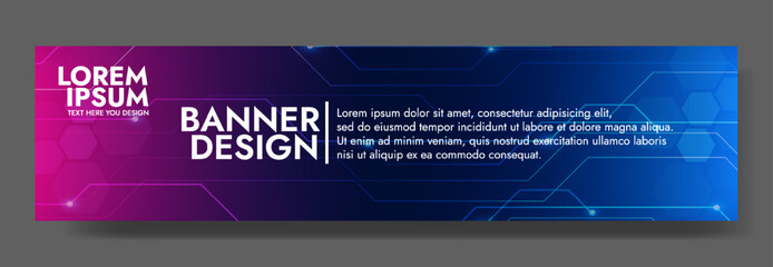 Gradient Digital technology banner. Futuristic banner for various design projects such as websites, presentations, print materials, social media posts