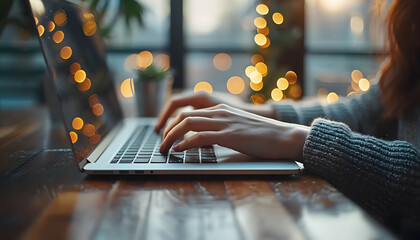 person typing on laptop