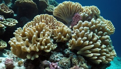Naklejka na ściany i meble Underwater Paradise - A close-up view of vibrant coral reefs