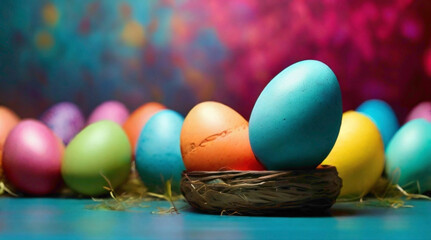 Fototapeta na wymiar golden Easter background with golden east lining on the eggs with pretty colorful embedded lining on the egg with colorful golden lines nag shinning nit surface 