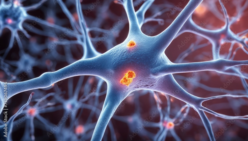 Aufkleber neurons in action - a close-up view of the brain's electrical communication