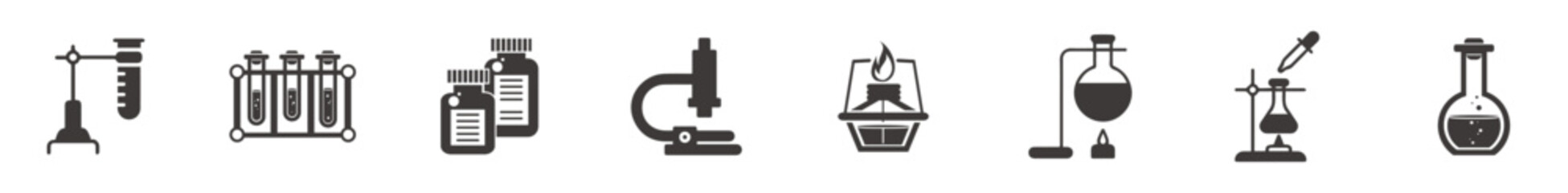 Chemistry and science black vector icon set.