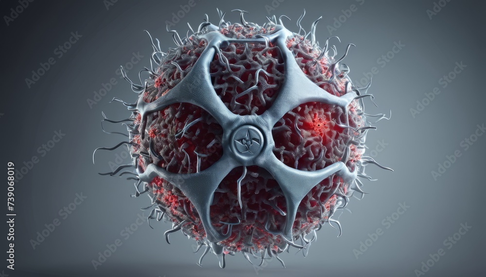 Poster microscopic marvel - a 3d rendering of a virus particle