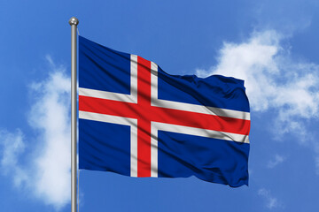 Cuba flag fluttering in the wind on sky.