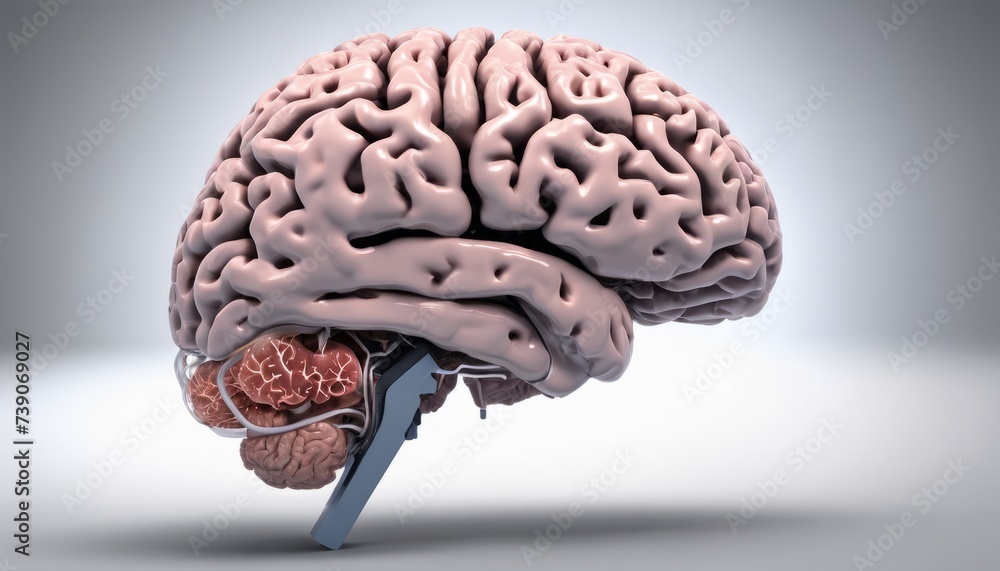 Poster 3d rendering of a human brain with detailed internal structures