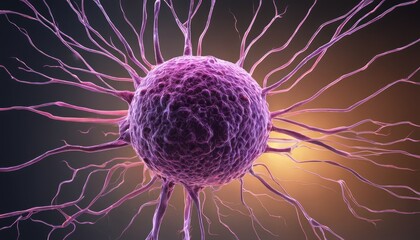  A microscopic view of a cell with vibrant purple dendrites