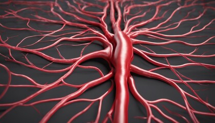Obraz premium Vascular network, a complex system of interconnected blood vessels