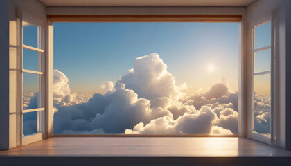 3d render, abstract minimal background with white clouds flying out the tunnel or studio light,...