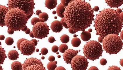  Vibrant red spherical clusters in a sea of white