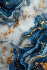 frame on marble background with golden foils, in the style of nature-inspired shapes, light gray and dark blue