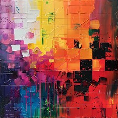 Vivid Colorful Abstract Mosaic Painting. generative AI