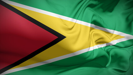Close-up view of Guyana National flag.