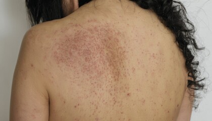  Close-up of a person's back with a skin condition