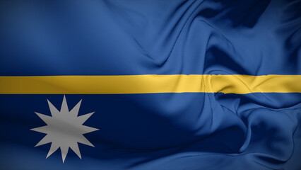 Close-up view of Nauru National flag.