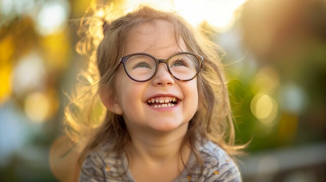 Image of joyful young girl wearing glasses.