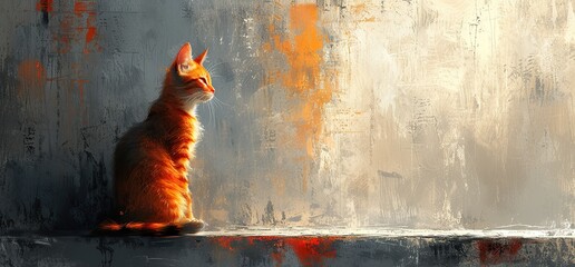 painting of stray cat happy and cheerful