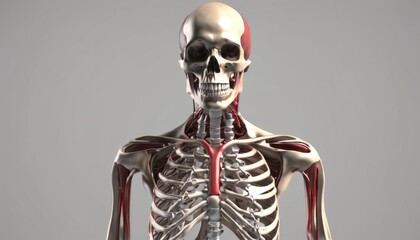  Anatomy of a human torso, with visible skeletal and muscular structures
