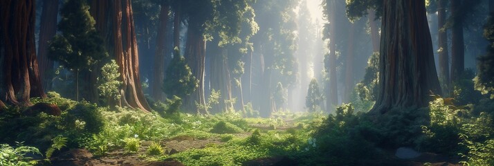 Image of pine and sequoia forest. - Powered by Adobe