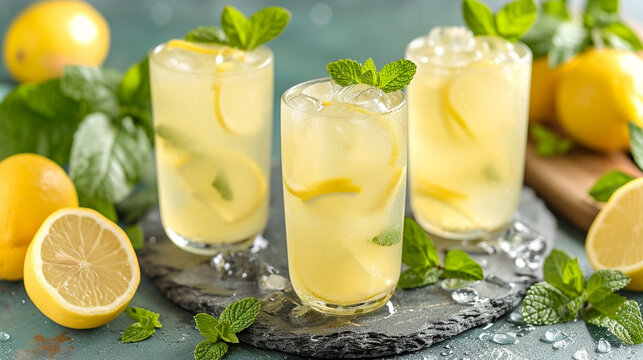 fresh lemonade with mint