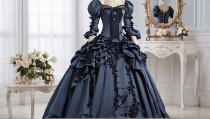 Victorian-style dress.