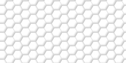 Naklejka premium Abstract modern Background with white lines 3d Hexagonal structure futuristic white background. Modern minimal Embossed Hexagon , honeycomb white Background ,light and shadow ,Vector.
